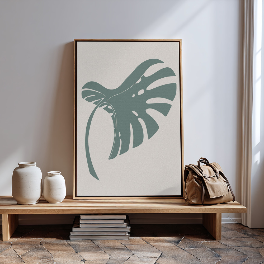 Canvas print - Monstera Bent Green in guest room