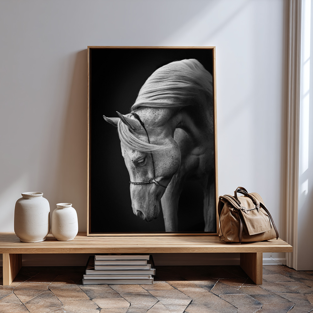Canvas print - White stallion in guest room