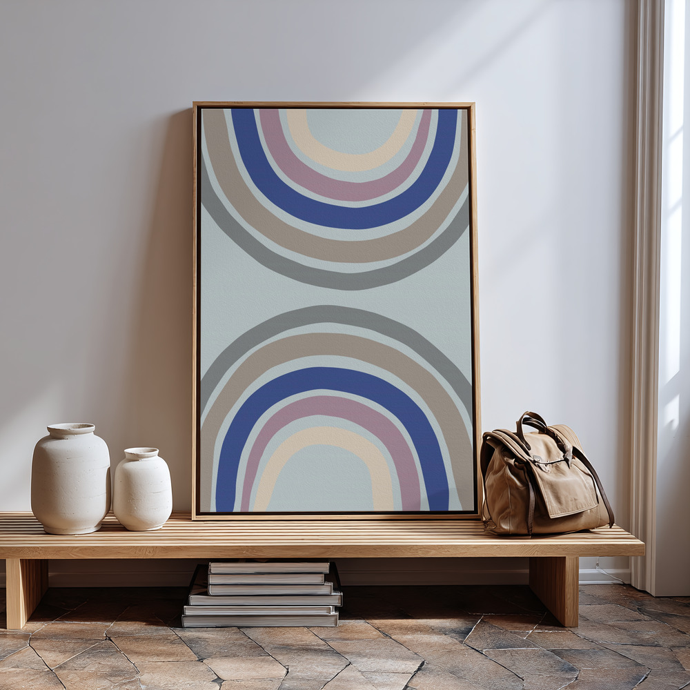Canvas print - Double Rainbow Blue in guest room