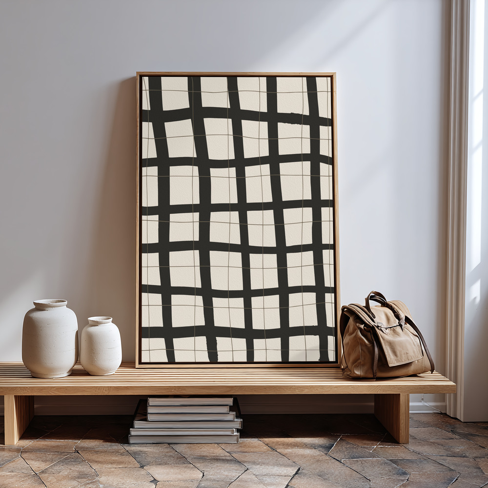 Canvas print - Black Grid in guest room