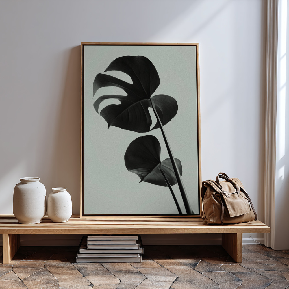 Canvas print - Monstera Teal 01 in guest room