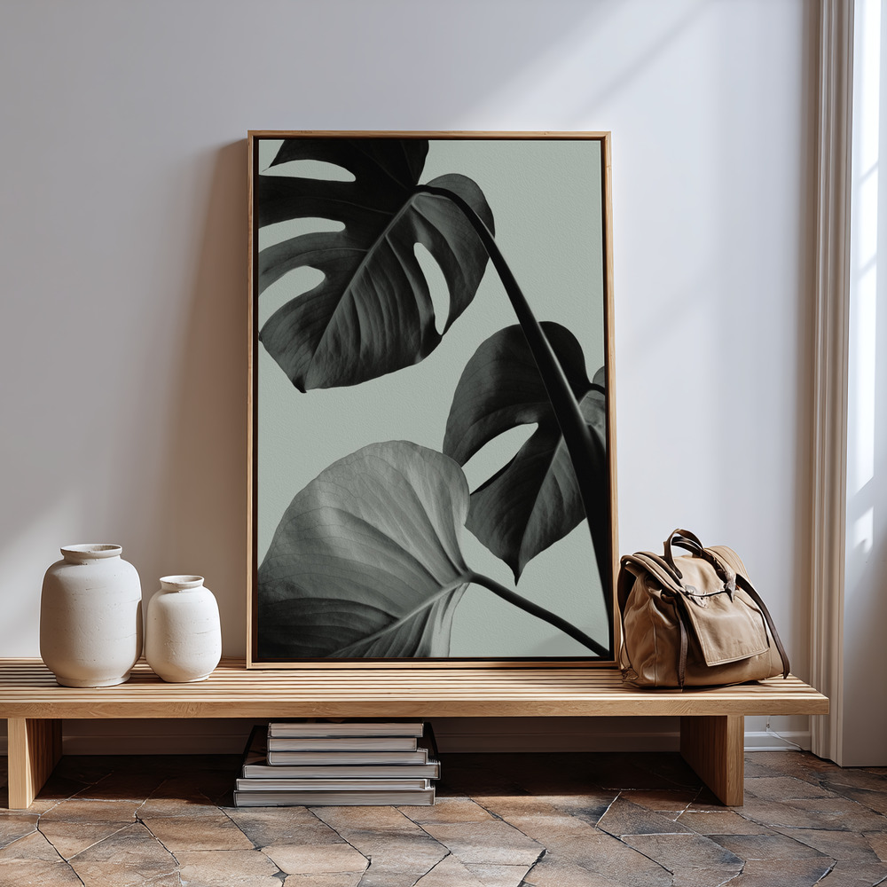 Canvas print - Monstera Teal 07 in guest room