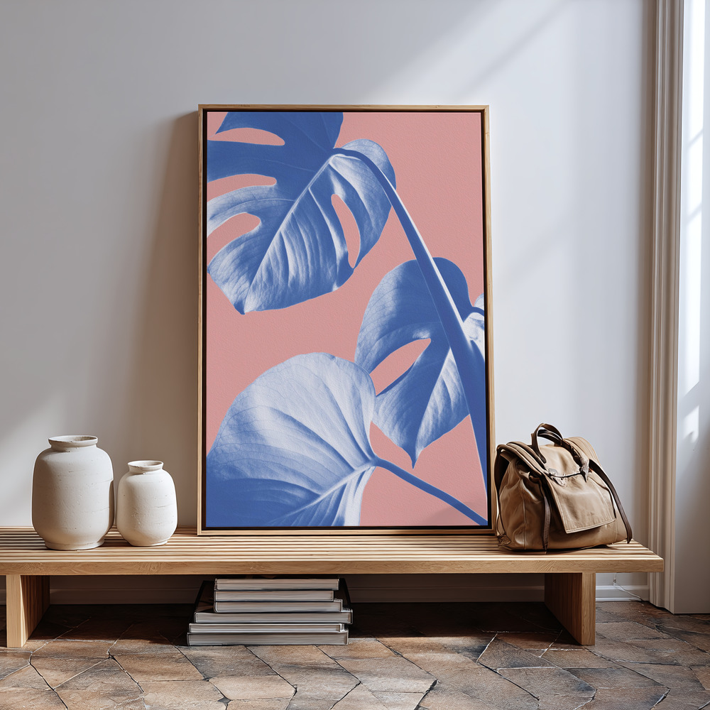 Canvas print - Monstera Purple 05 in guest room