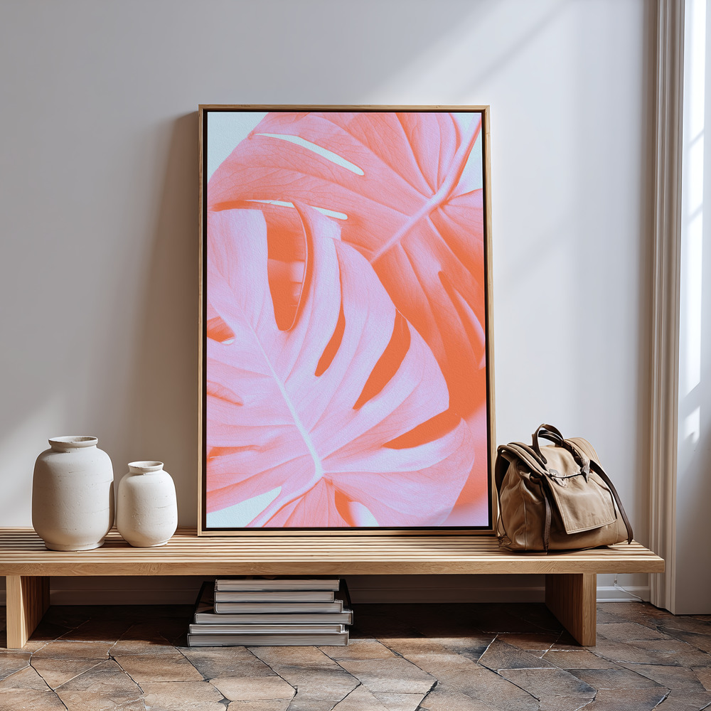 Canvas print - Monstera Orange 03 in guest room