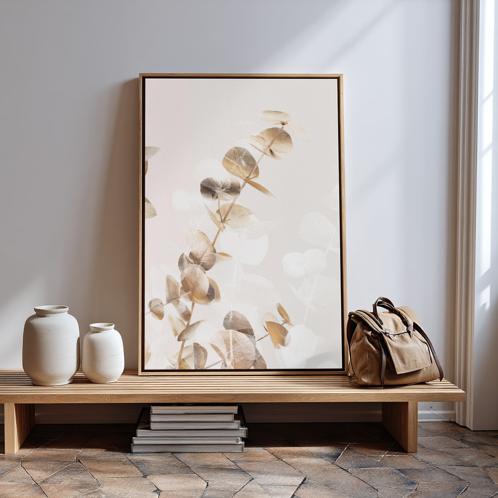 Obraz na płótnie - Eucalyptus Creative Gold 02 przy wejściu