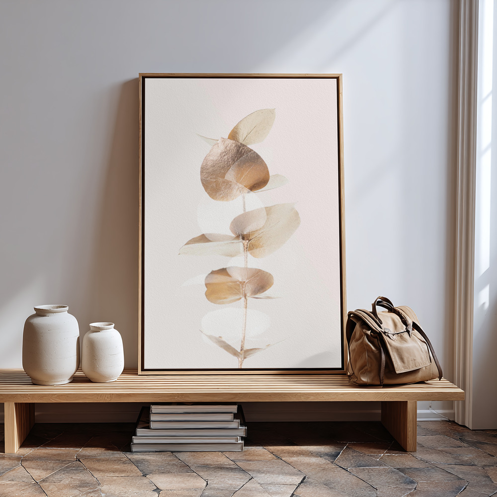 Obraz na płótnie - Eucalyptus Creative Gold 04 przy wejściu