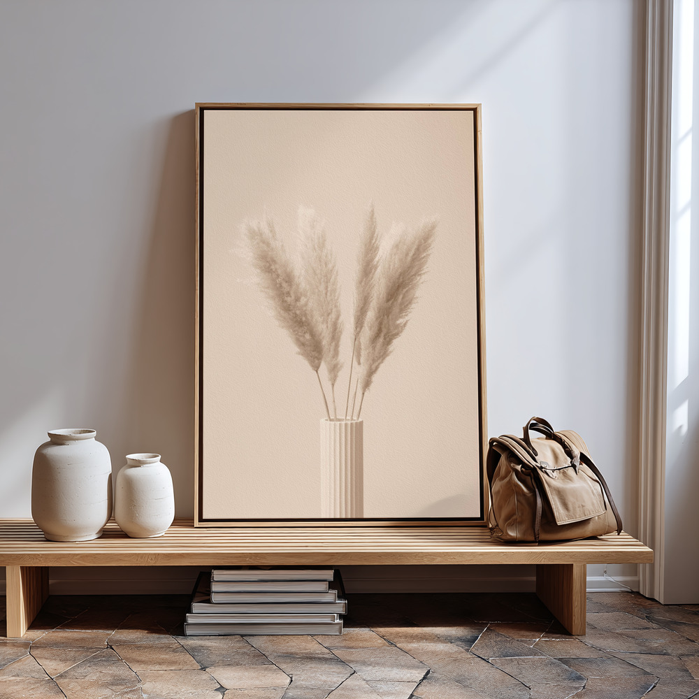 Canvas print - Pampas Grass Beige 11 in guest room