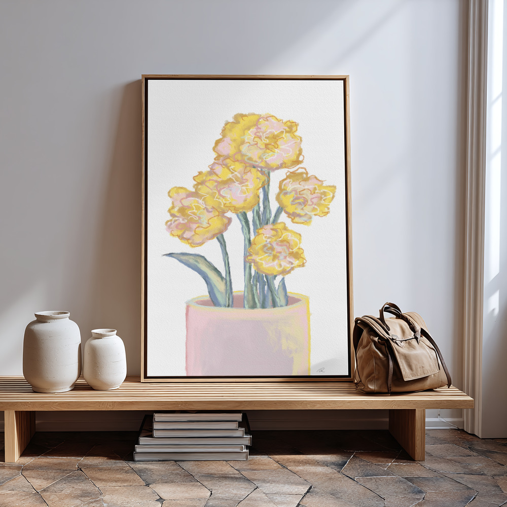 Canvas schilderi - Yellow flowers bij de ingang