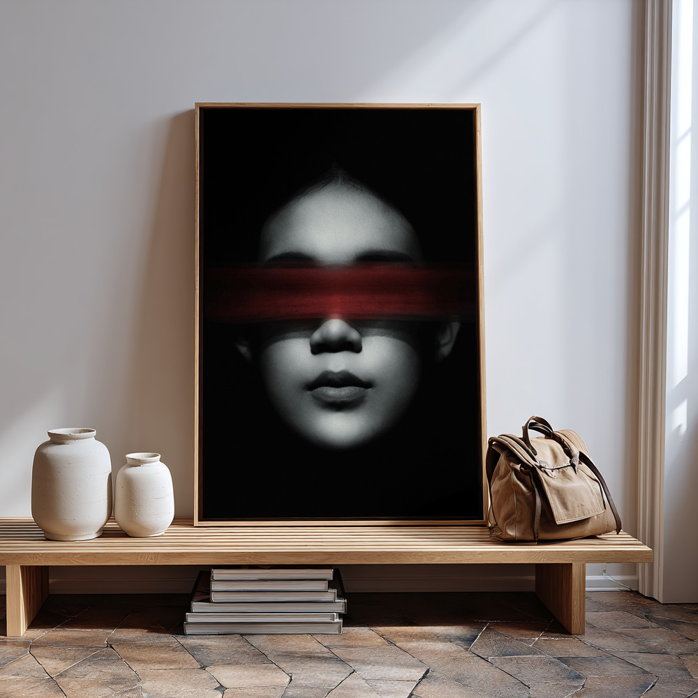 Canvas print - Blindfolded in guest room
