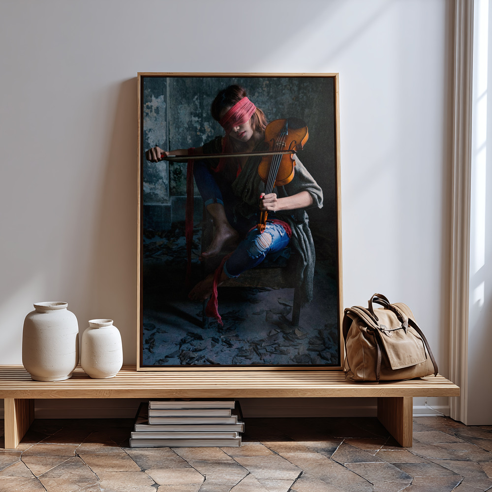 Lienzo - Eyes are not required for a beautiful music junto a la entrada