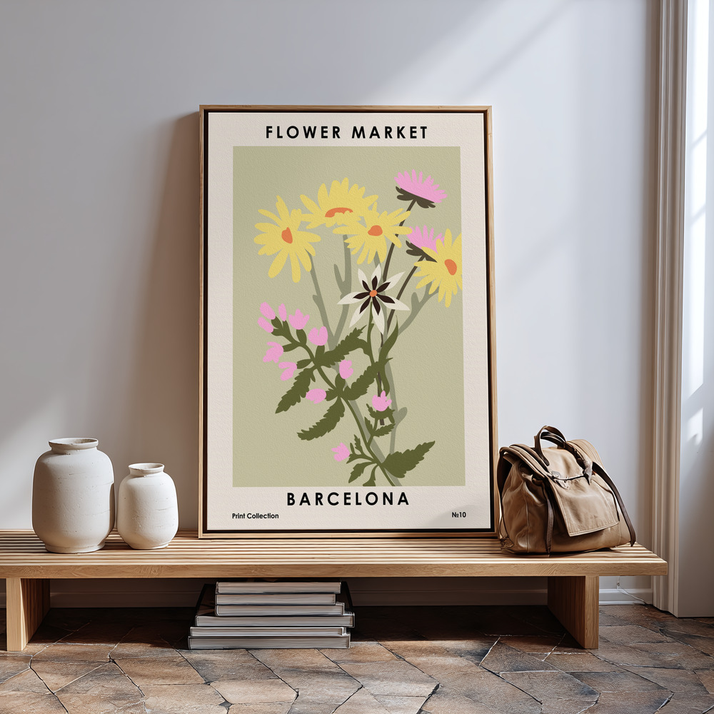 Canvas schilderi - Flower Market Barcelona bij de ingang
