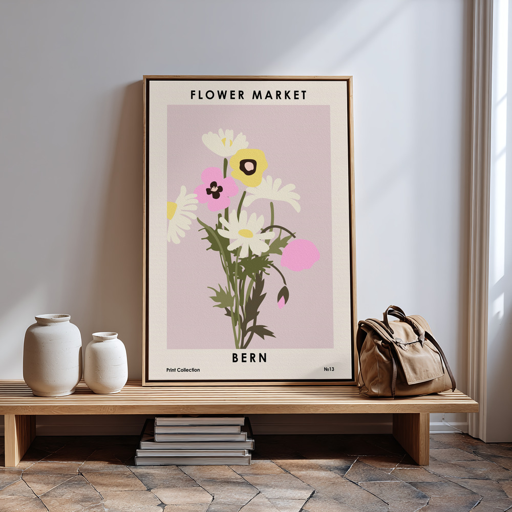Canvas print - Flower Market Bern in guest room