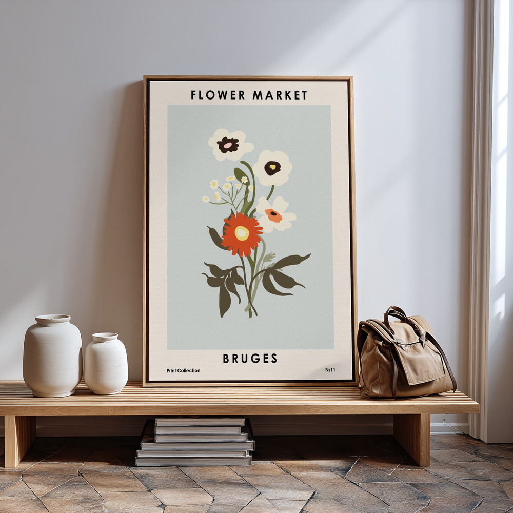 Canvas print - Flower Market Bruges in guest room