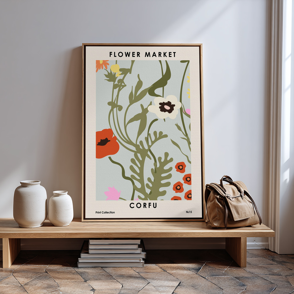 Canvas print - Flower Market Corfu in guest room