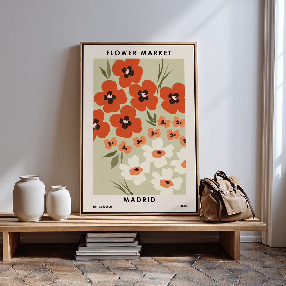 Canvas print - Flower Market Madrid in guest room
