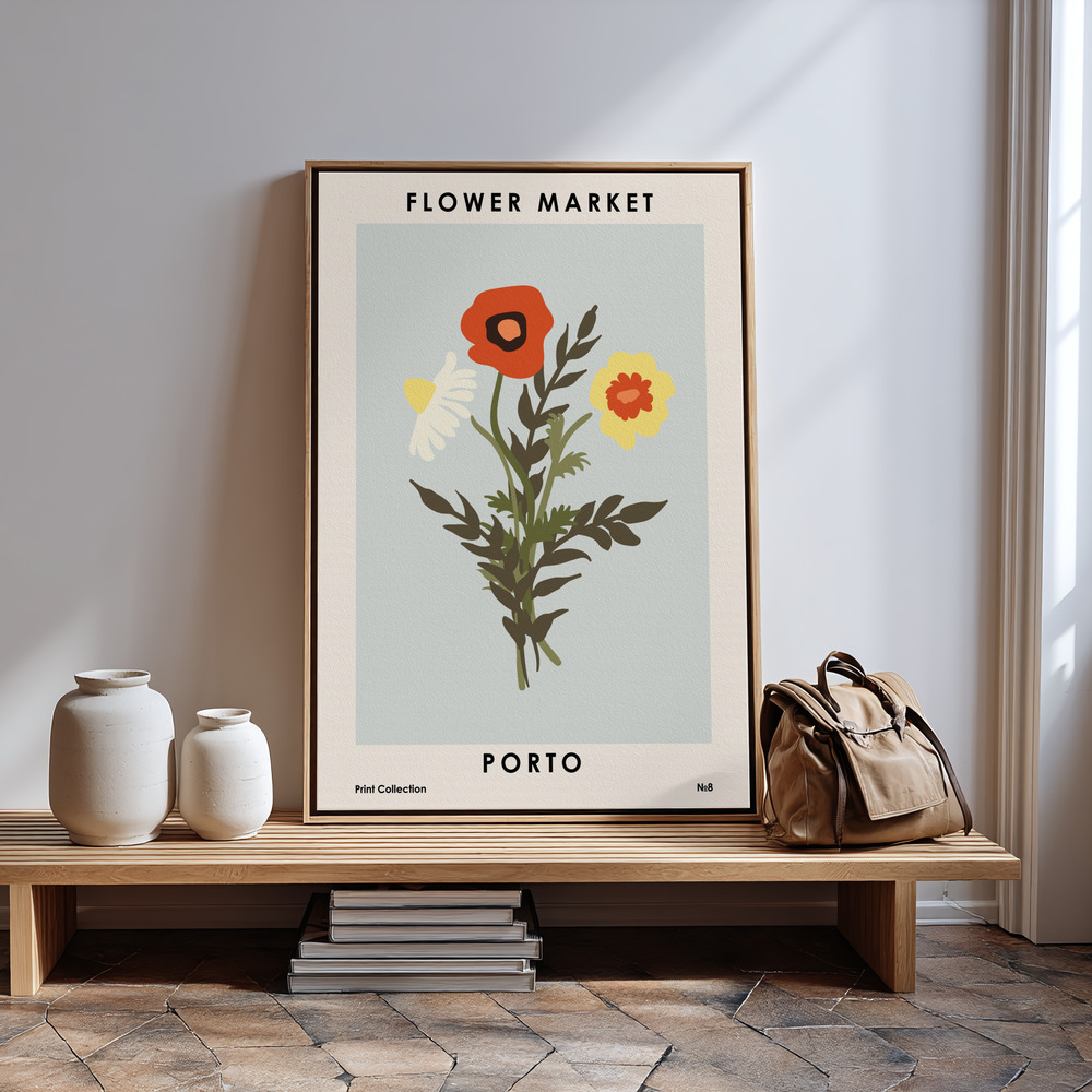 Canvas print - Flower Market Porto in guest room