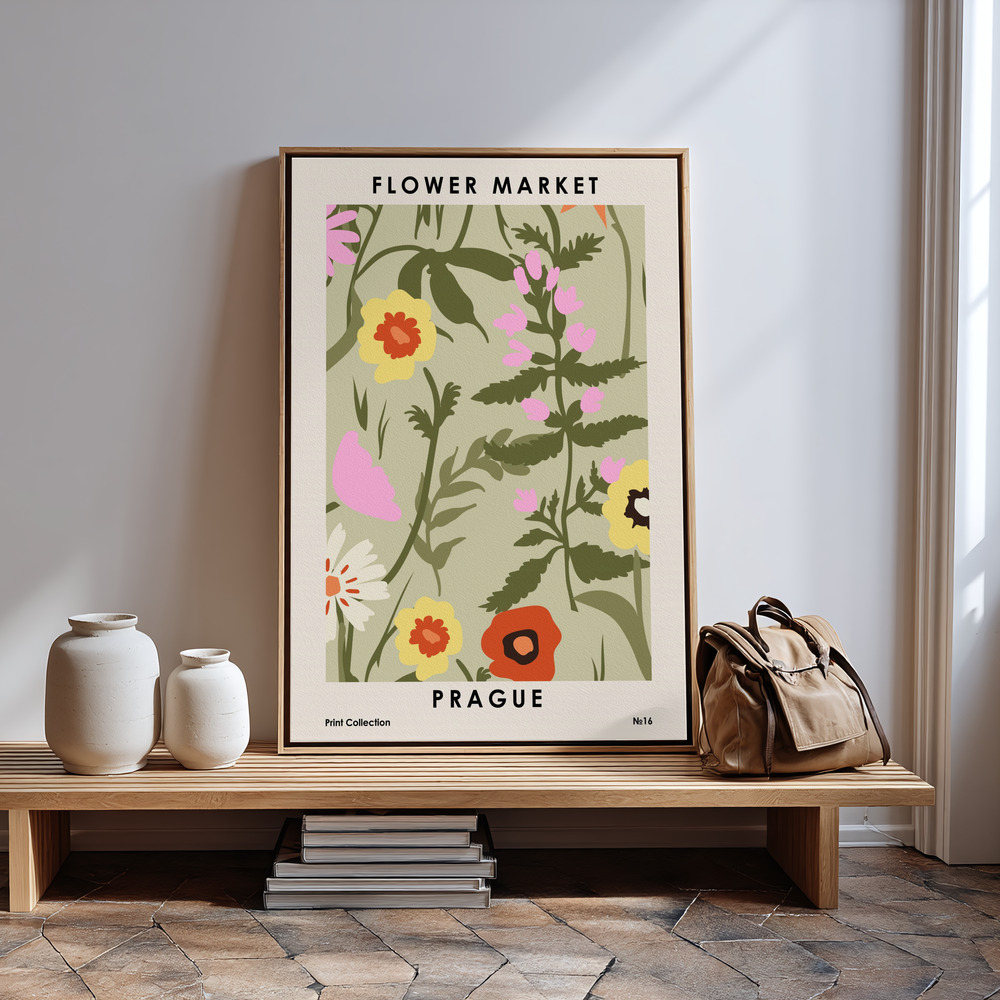 Canvas print - Flower Market Prague in guest room