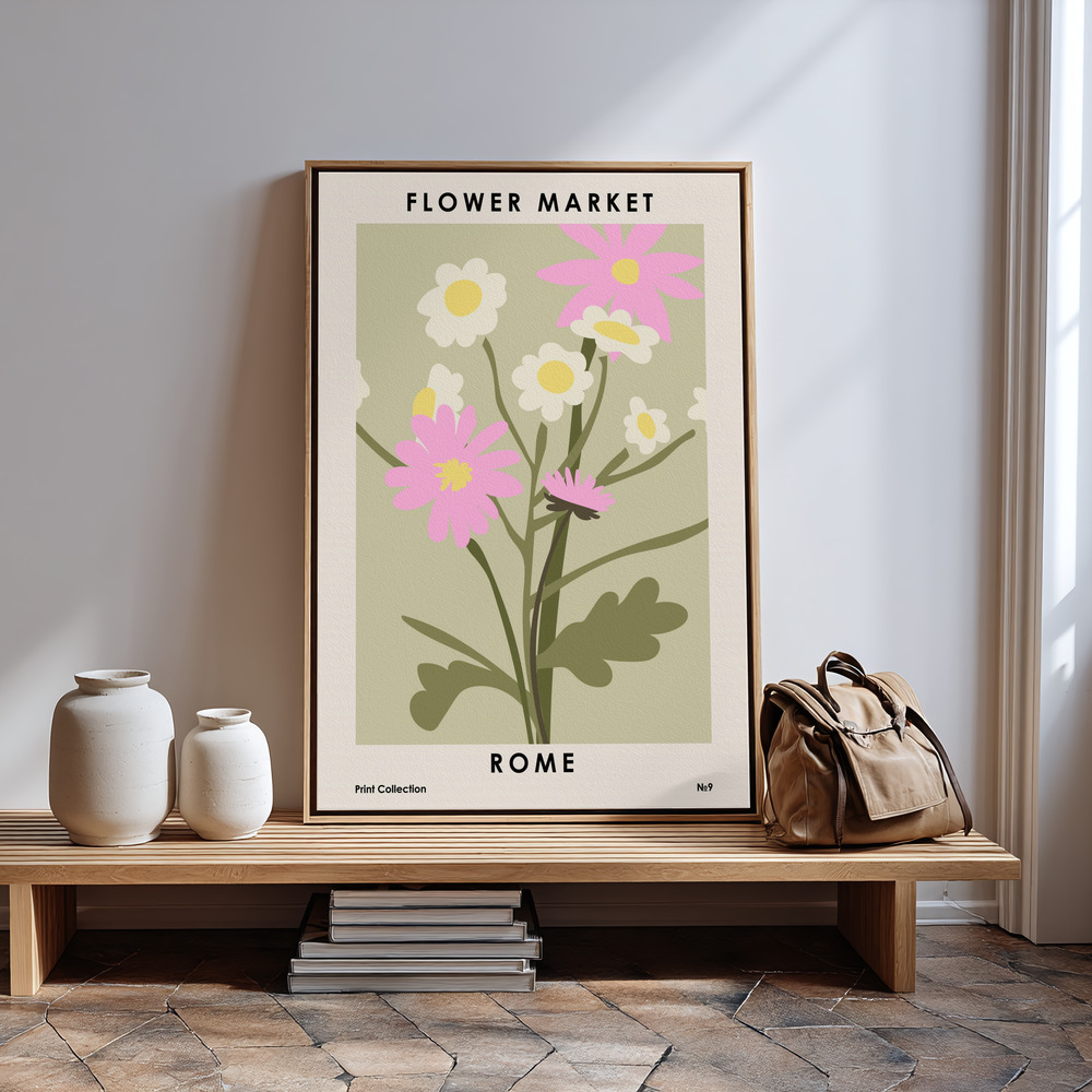 Canvas print - Flower Market Rome in guest room