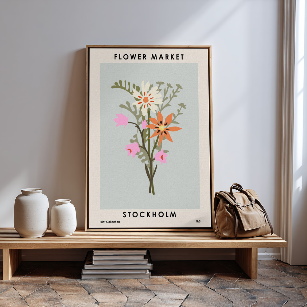 Canvas print - Flower Market Stockholm in guest room