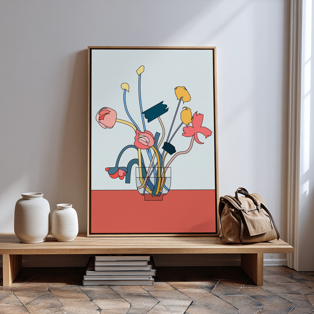 Canvas print - Flowers in a glass vase in guest room
