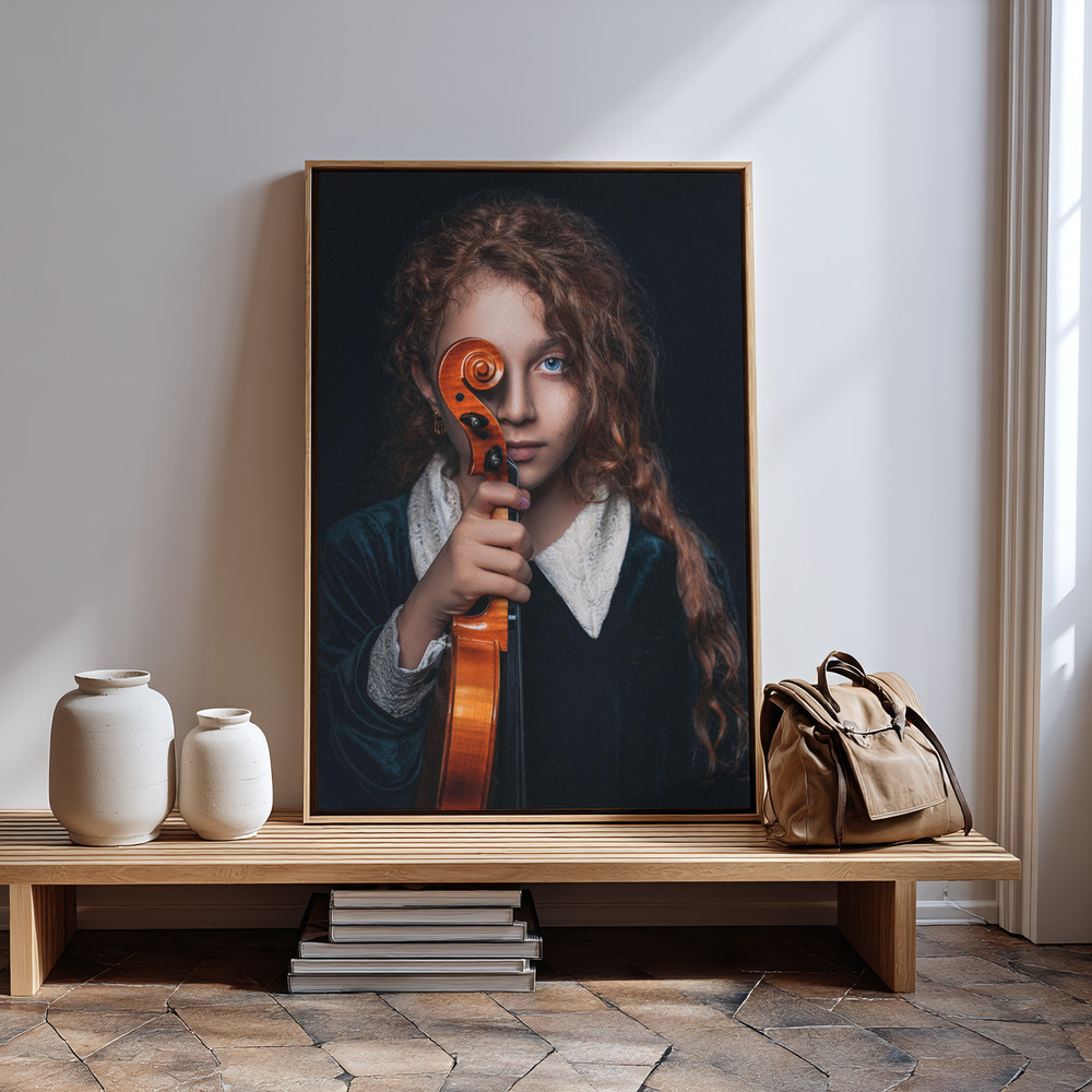 Canvas print - The daughter a violinist in guest room
