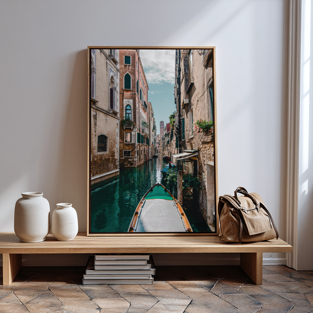 Canvas print - Boat on the river in guest room