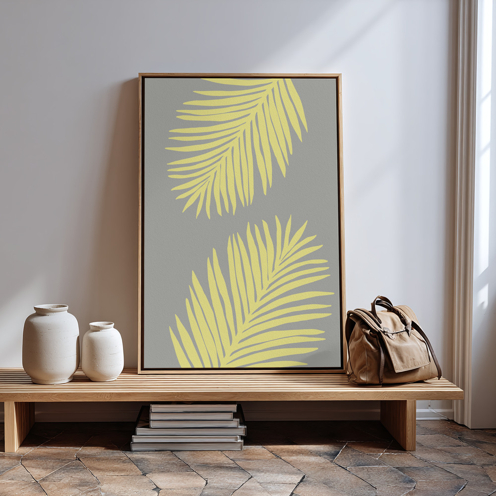 Canvas schilderi - Palm Leaf Yellow bij de ingang