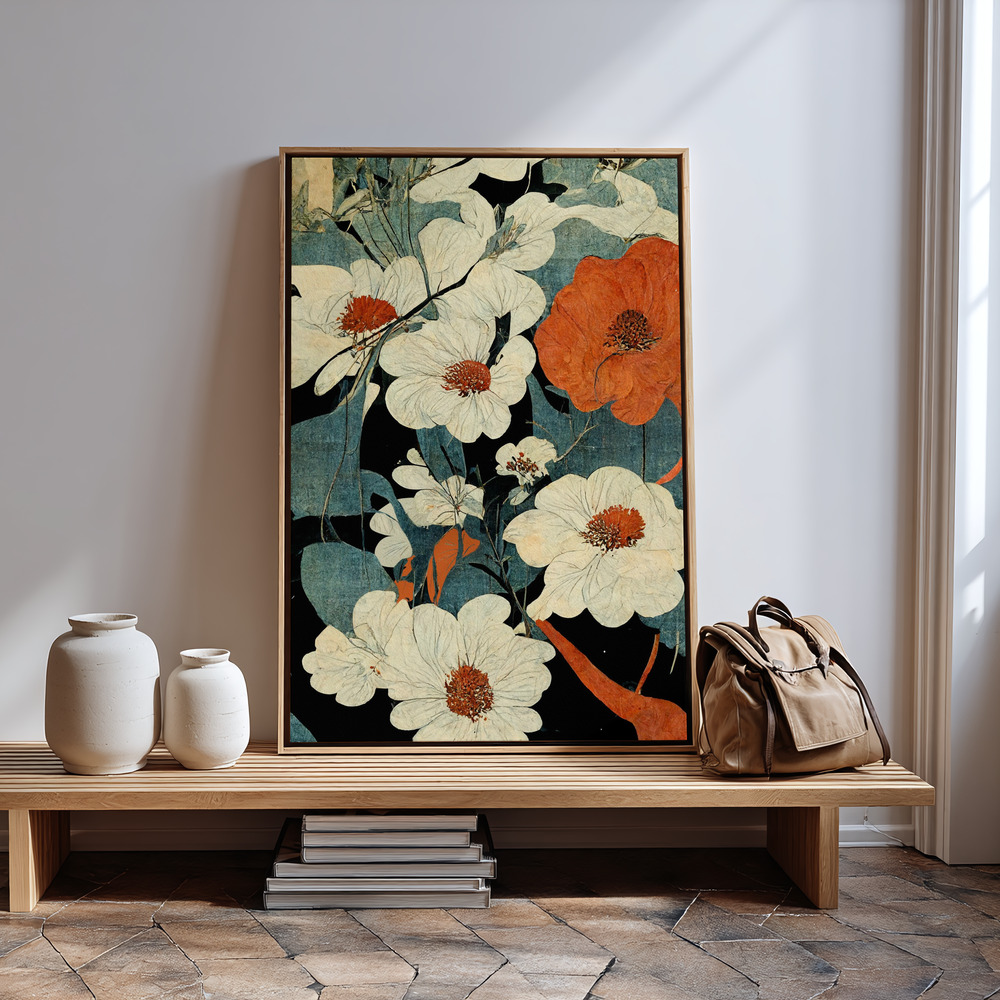 Canvas print - Asian Flowers in guest room