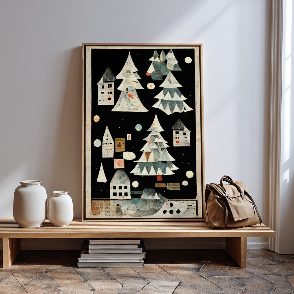 Canvas taulu - A Paper Village At Night in guest room