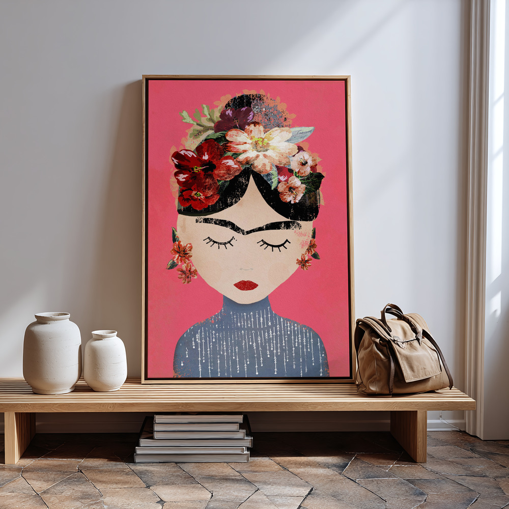 Stampe su tela - Frida (Pink Version) in guest room
