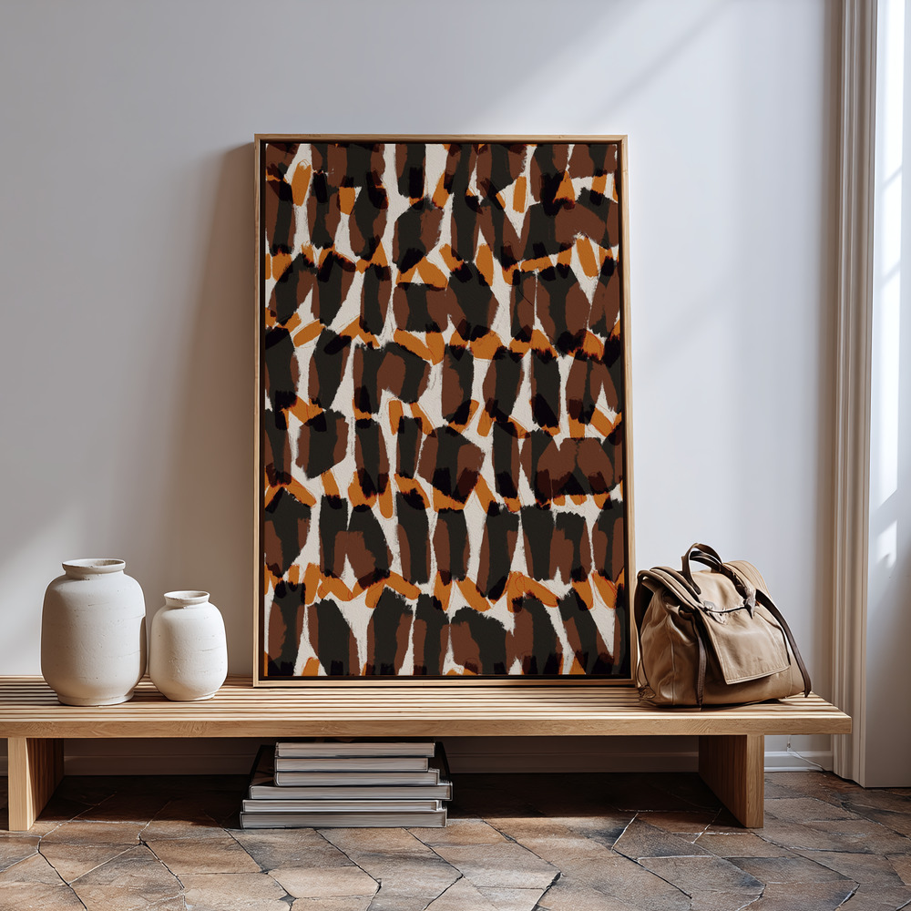 Canvas print - Brown Orange Brush Strokes by the entrance