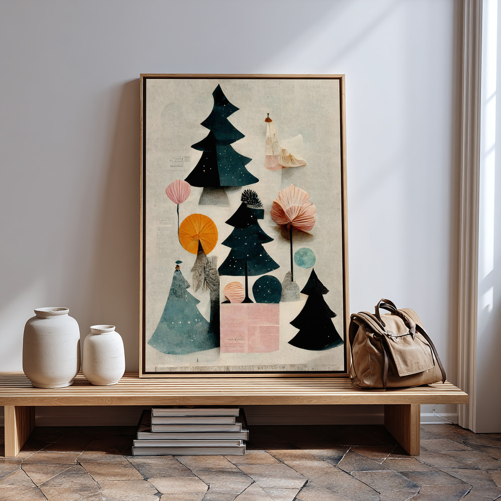 Canvas schilderi - Cute Pine Tree Composition in guest room