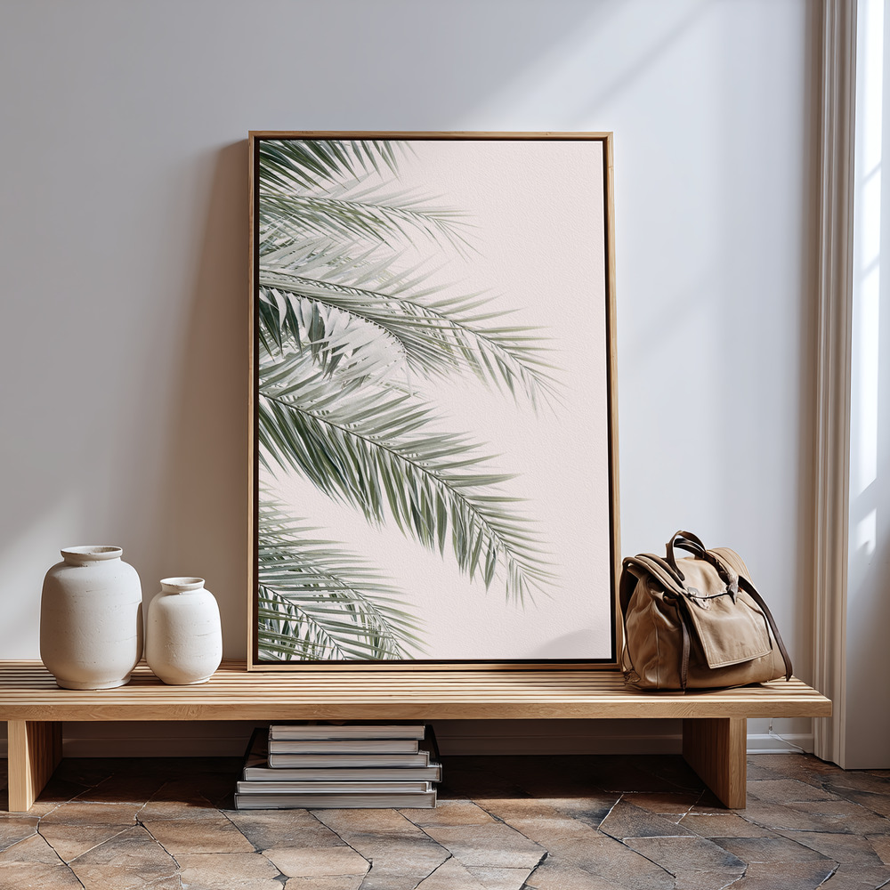 Lienzo - Blush Palm Leaves in guest room