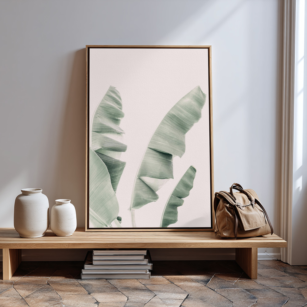 Leinwandbild - Blush Banana Leaves in guest room