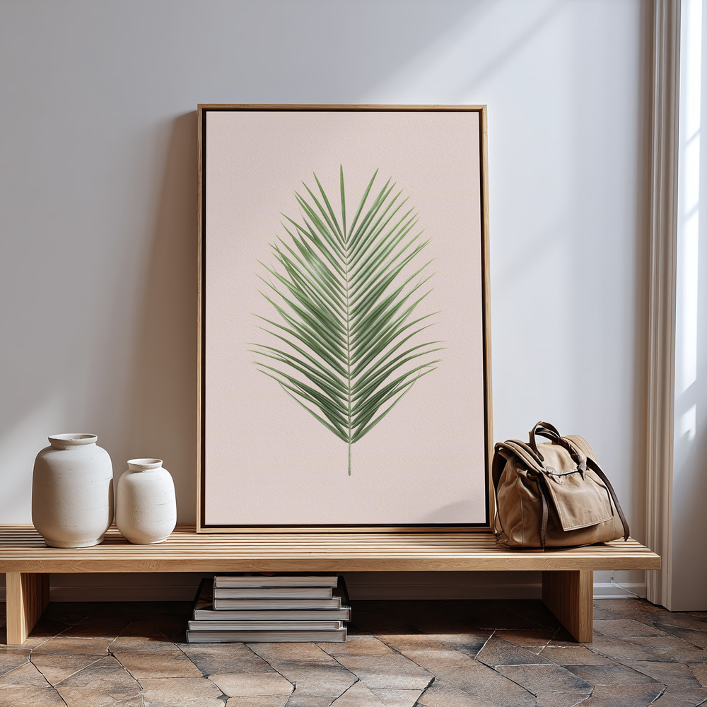 Leinwandbild - Palm Leaf Blush in guest room