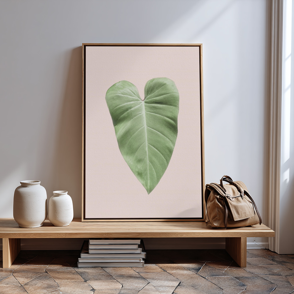 Canvastavla Tropical Leaf Blush - Tavla in guest room