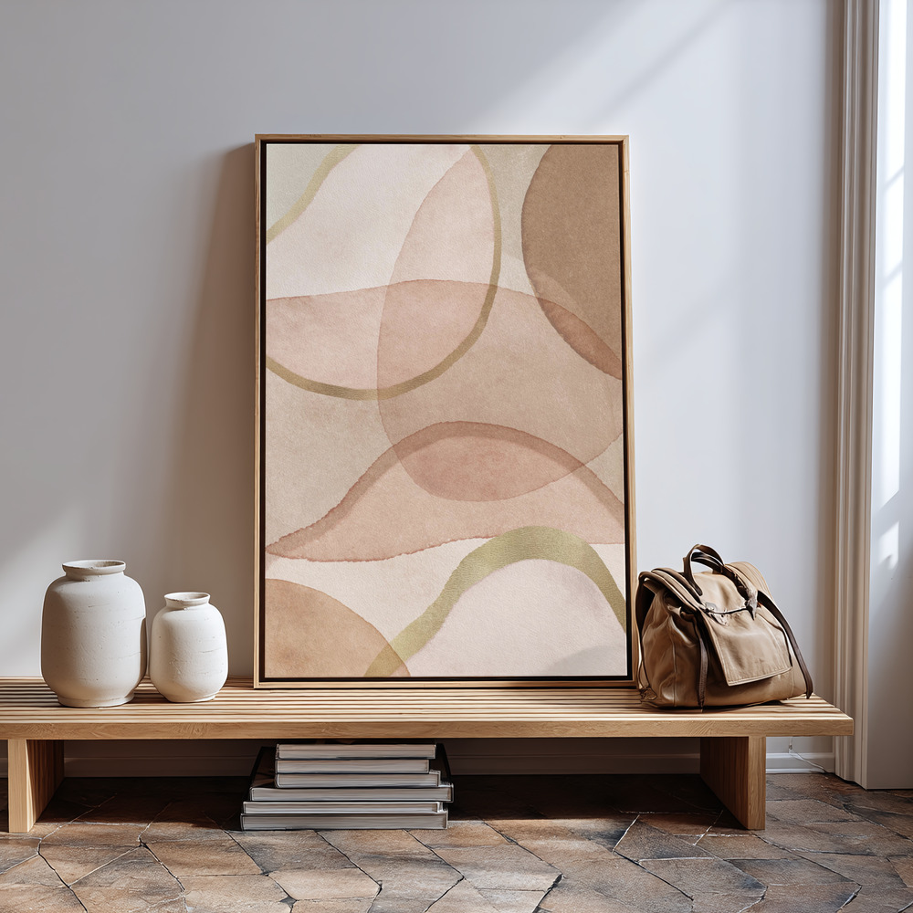 Canvastavla Blush and Brown Abstract - Tavla in guest room