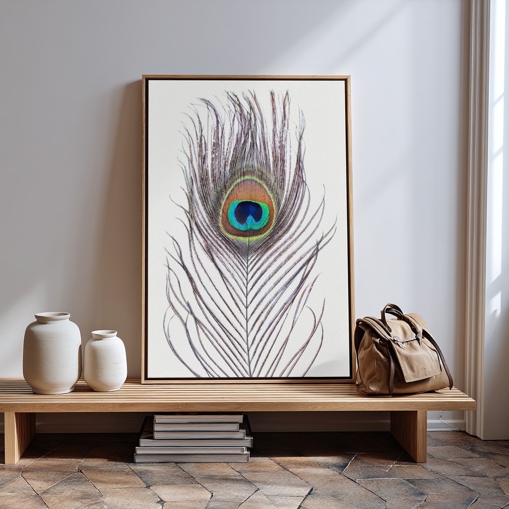 Canvas print - Peacock Feather in guest room