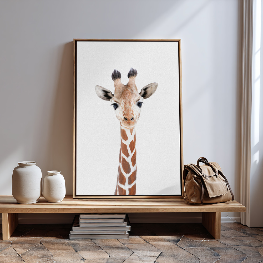 Obraz na płótnie - Baby Giraffe przy wejściu