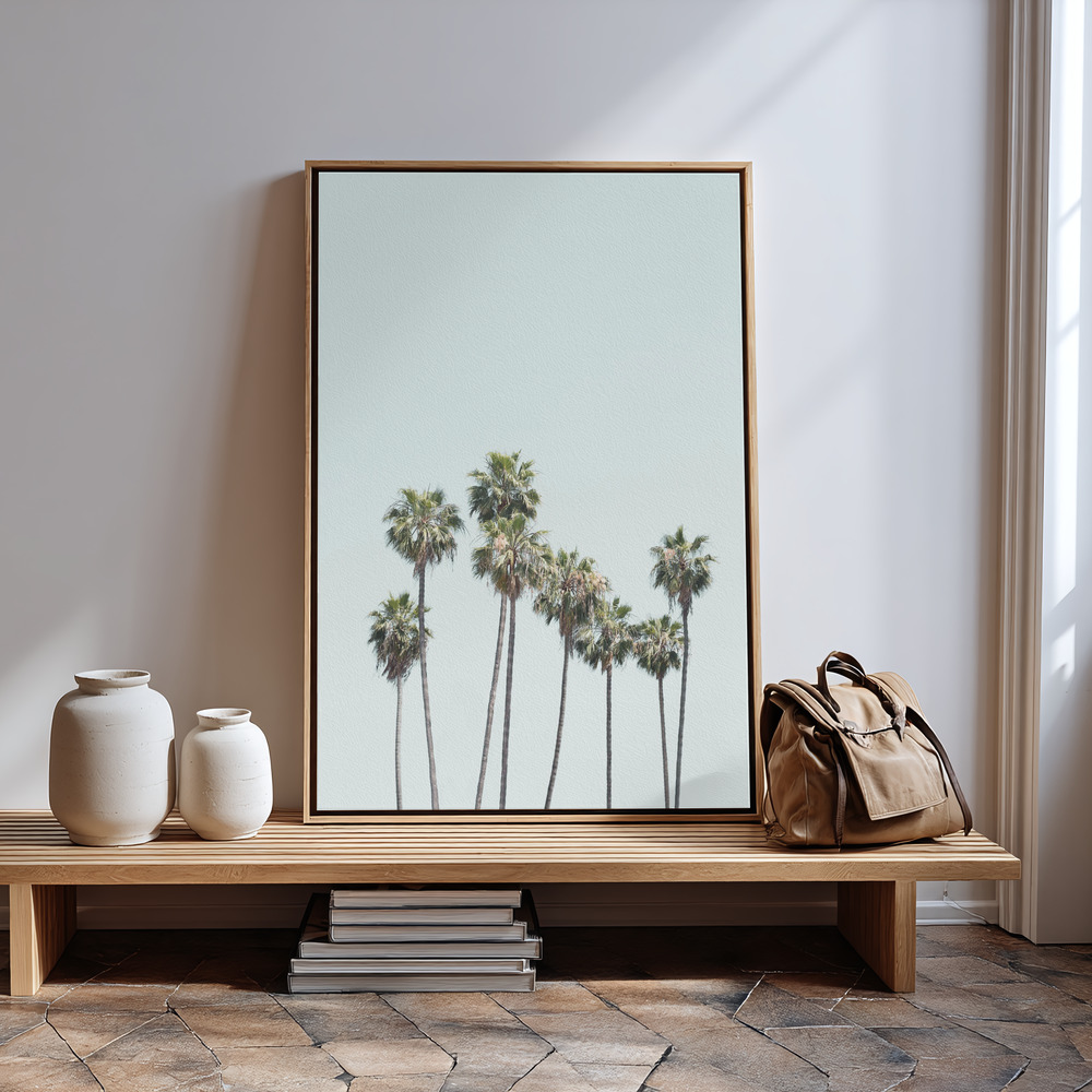 Canvas schilderi - Blue Palm Trees bij de ingang
