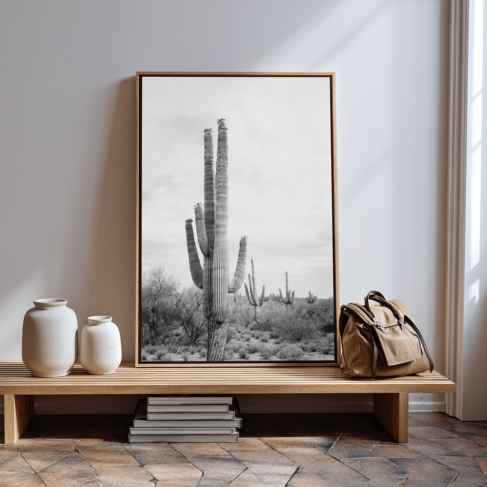 Canvas print - Saguaro B&W in guest room