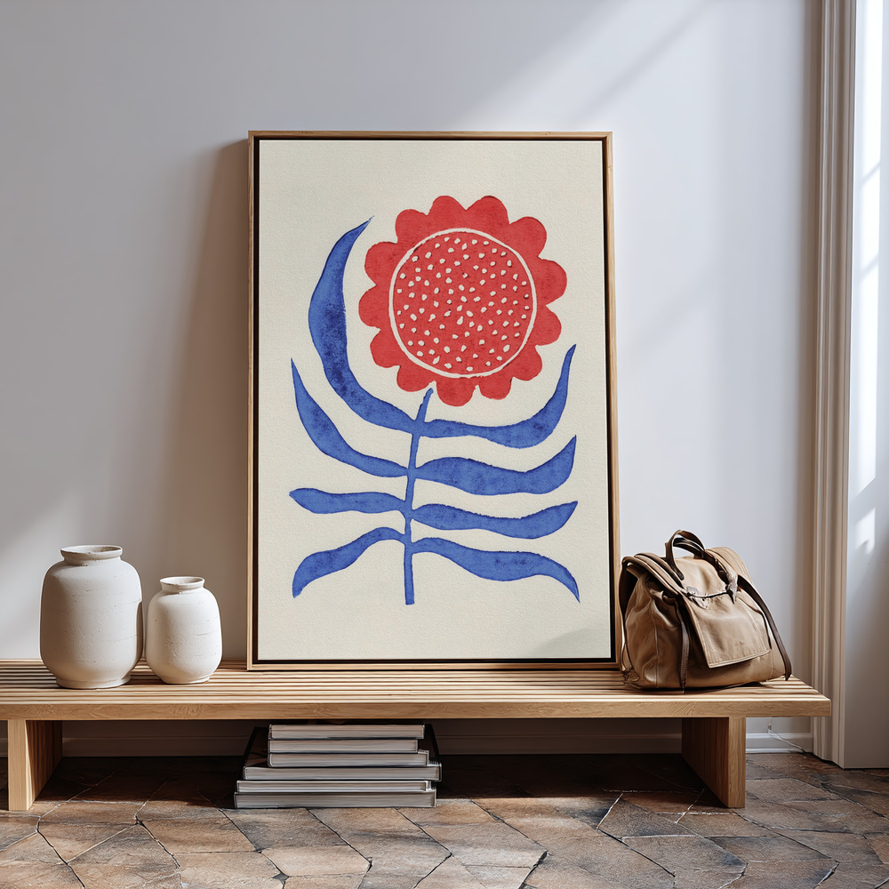 Canvastavla Red Flower / Lino Print - Tavla in guest room