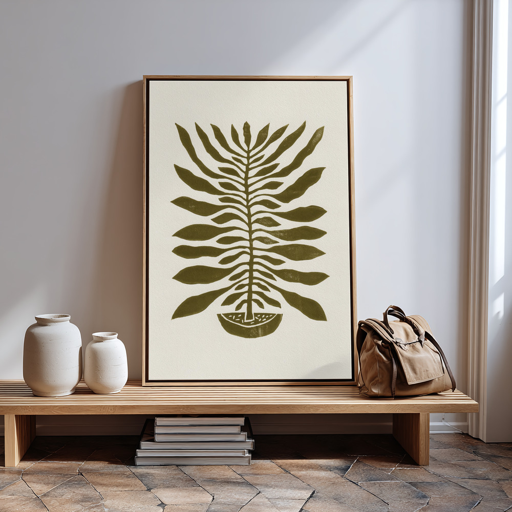 Toile - Ne Hundred-Leaved Plant #22 / Lino Print in guest room
