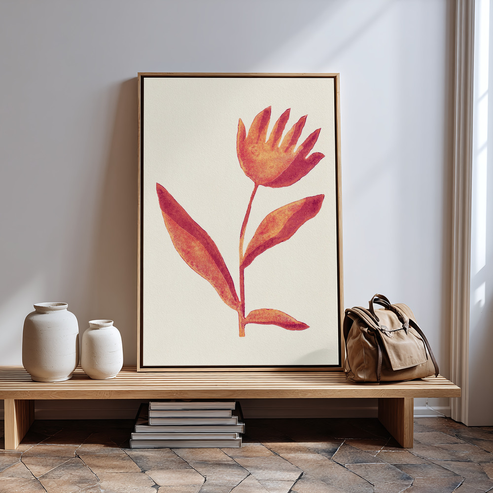 Canvastavla Linocut Flower / Viva Magenta - Tavla in guest room