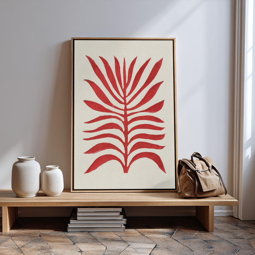 Canvas print - Red Branch / Lino Print in guest room