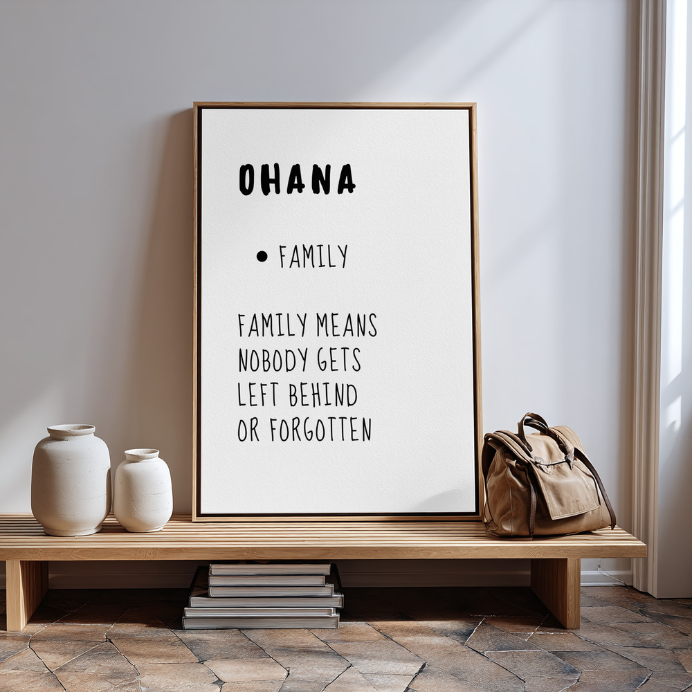 Canvas print - OHANA Means Family in guest room