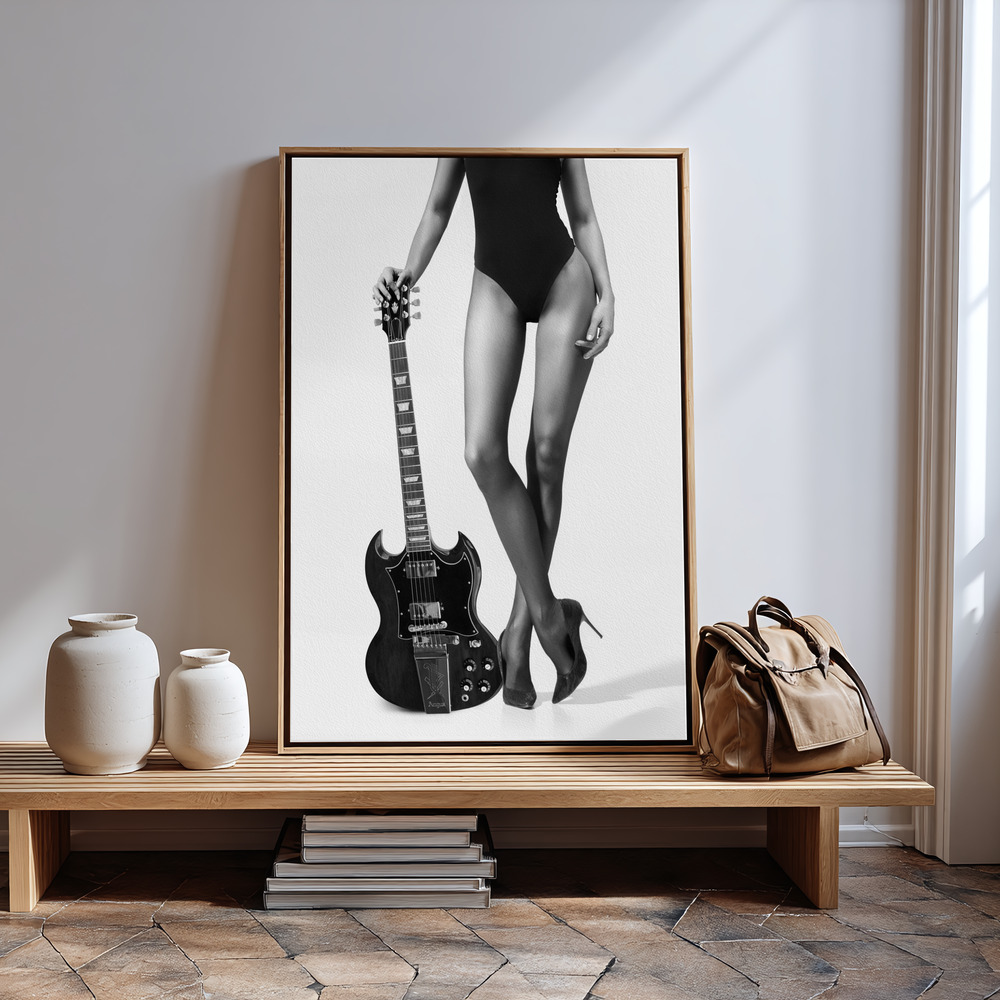 Canvas schilderi - Lady And The Gibson in guest room
