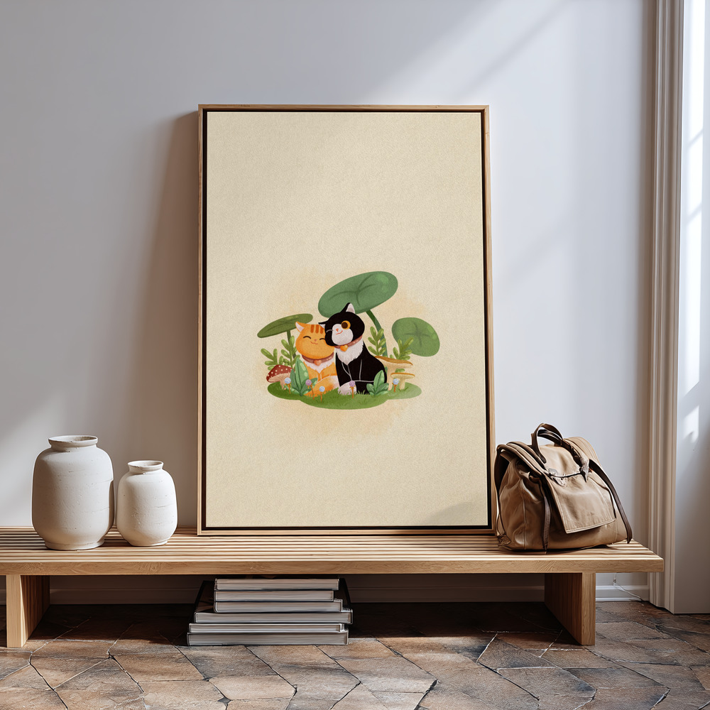Canvas print - Cats in Love (1) in guest room