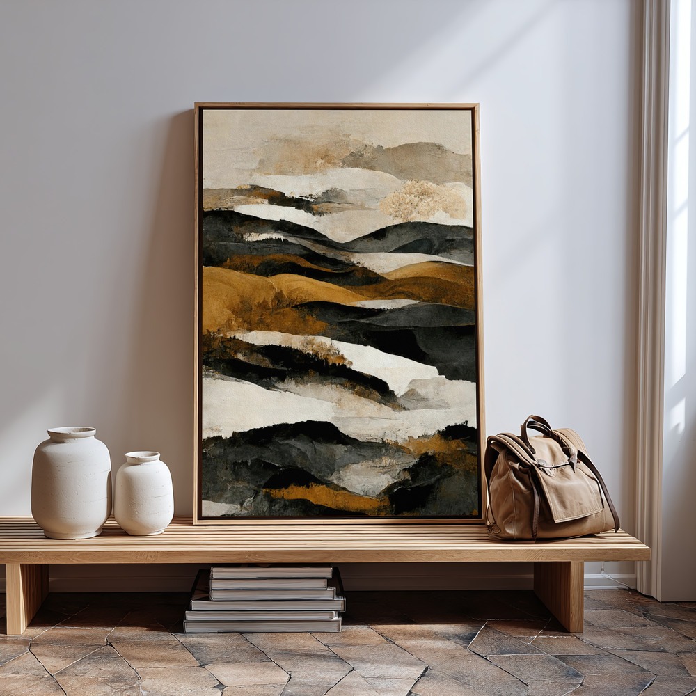 Canvas print - Ochre And Beige Mountains in guest room