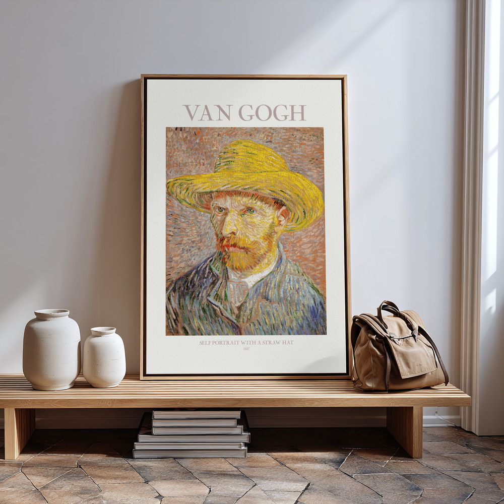 Canvas schilderi - Self Portrait With Straw Hat in guest room